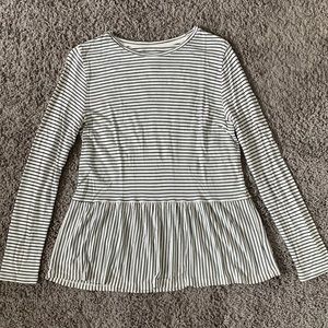 Old Navy Black and White Stripe Long Sleeve Blouse Top Size Small